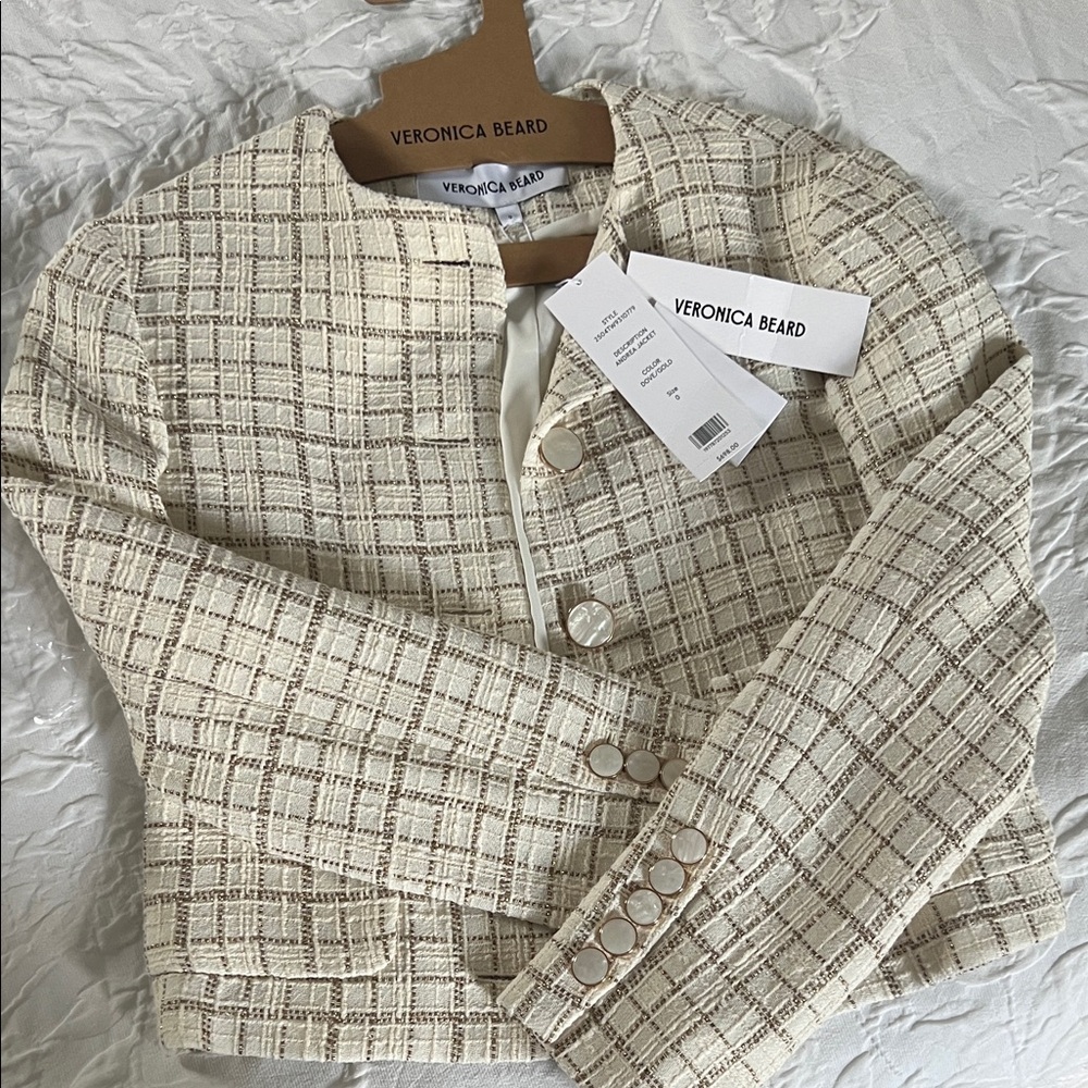 Veronica Beard Ivory Checkered Jacket